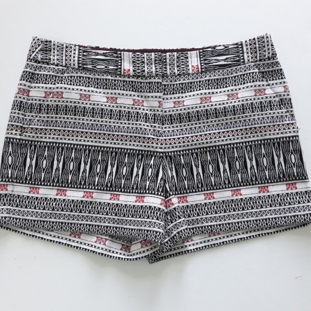 Artisan NY Boho Women's Chino Shorts Size 8  Black White Red Pockets